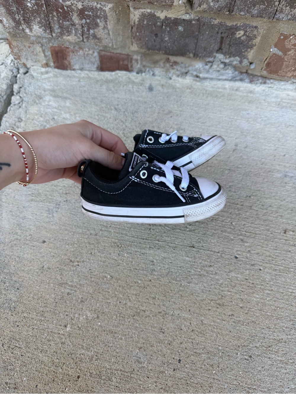 Kids Black Converse All Star Canvas Low-Top Sneakers